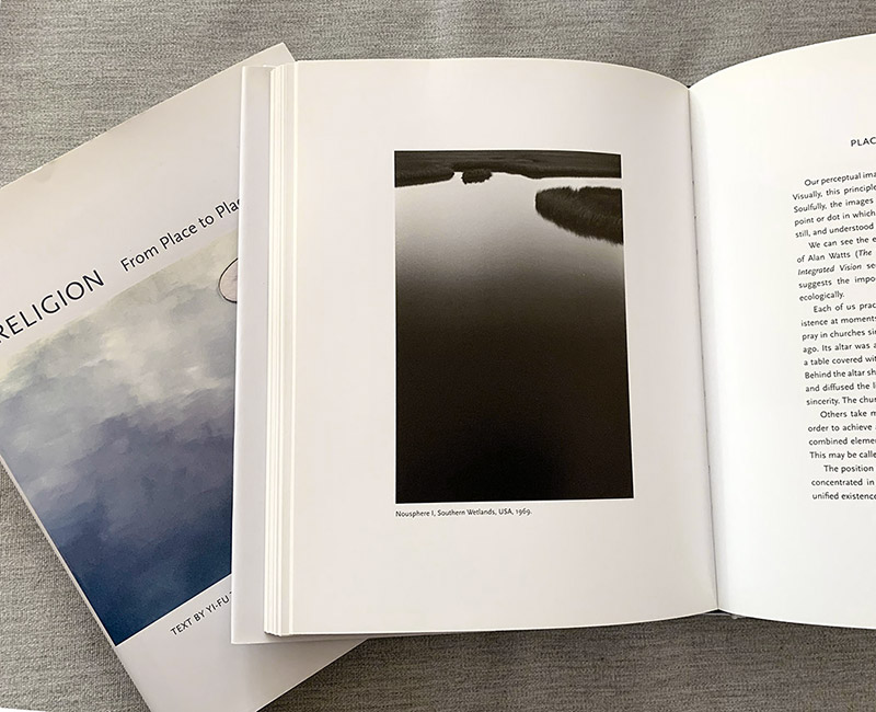 Photography and writing Book design spread with photo