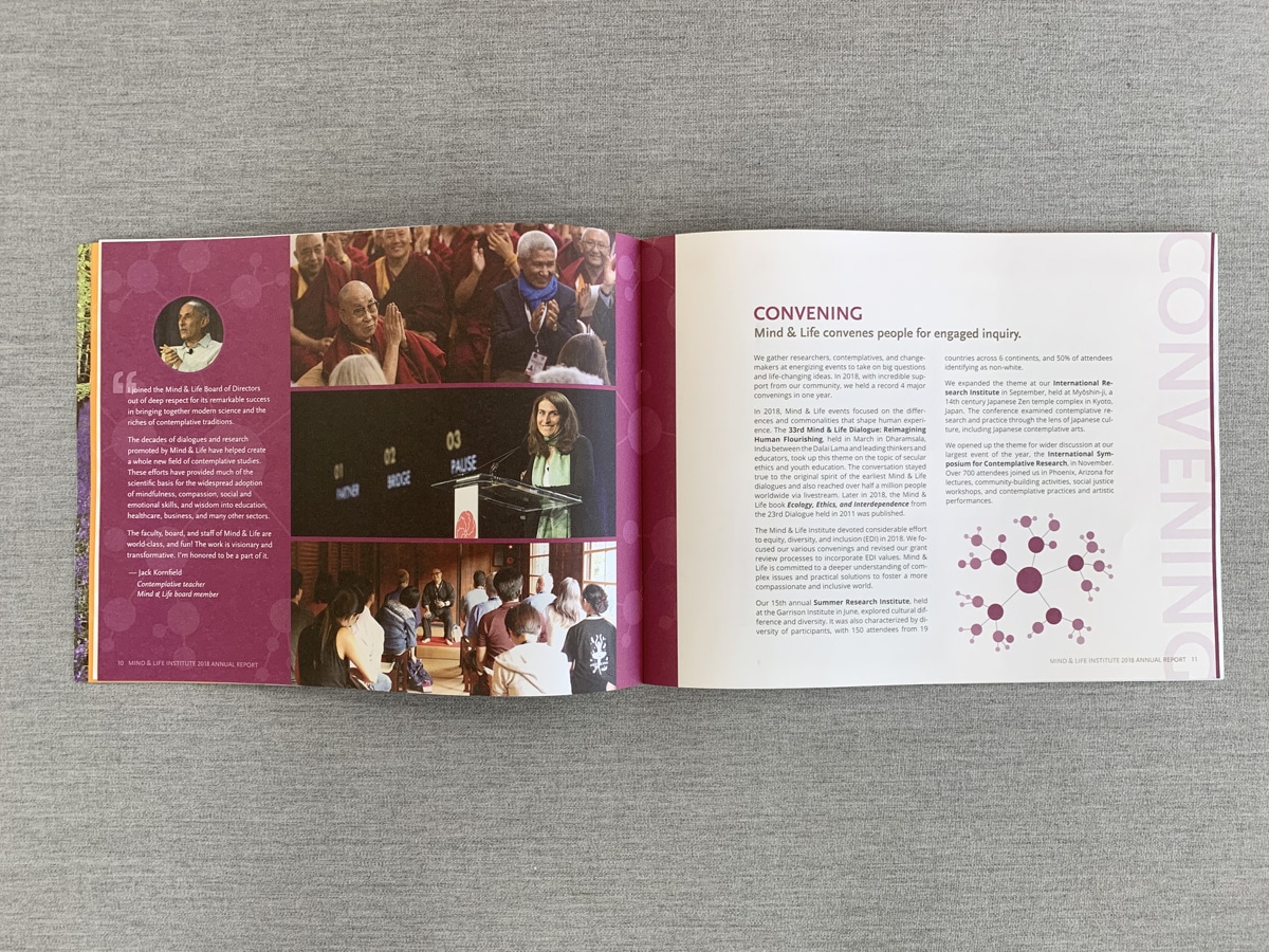 Annual Report design with text and photos