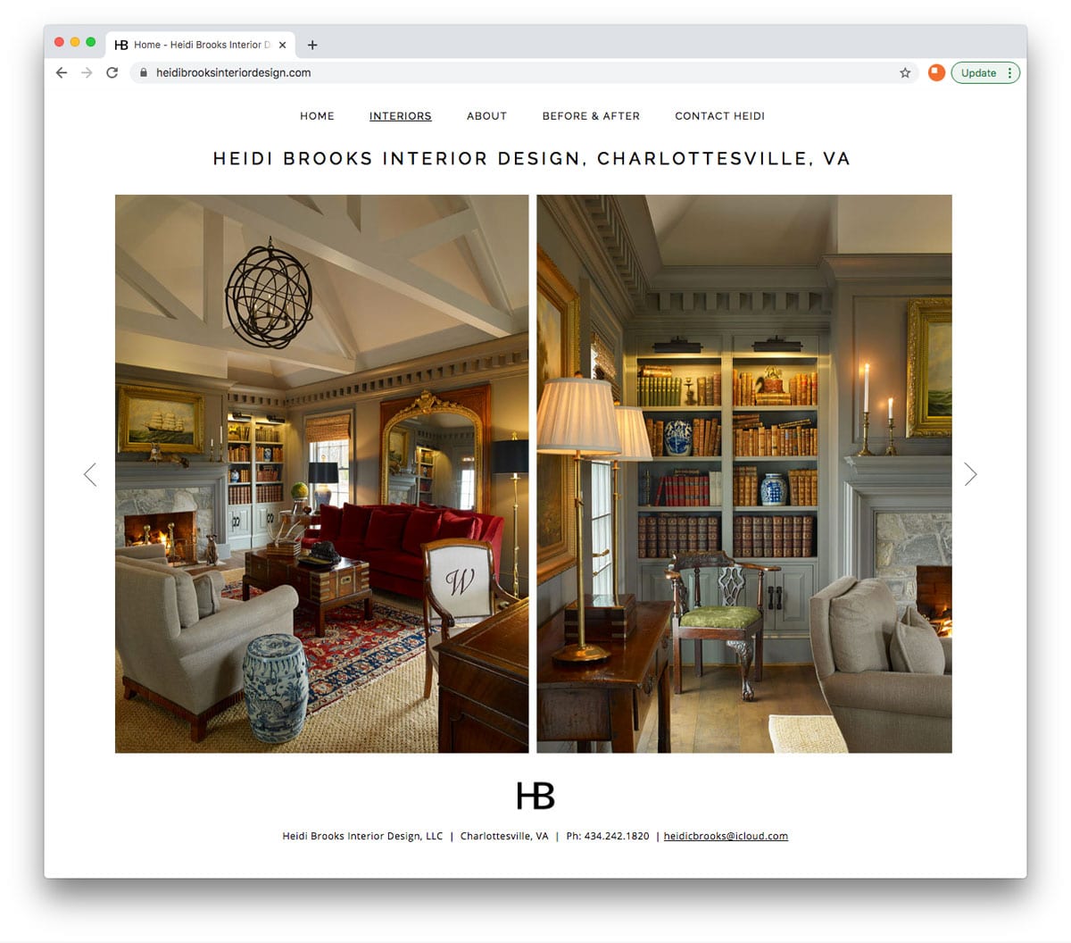 Interior designer project highlight website design